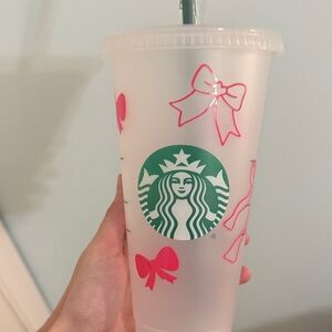 Starbucks Frosted Cup with Pink Bow Accents custom made